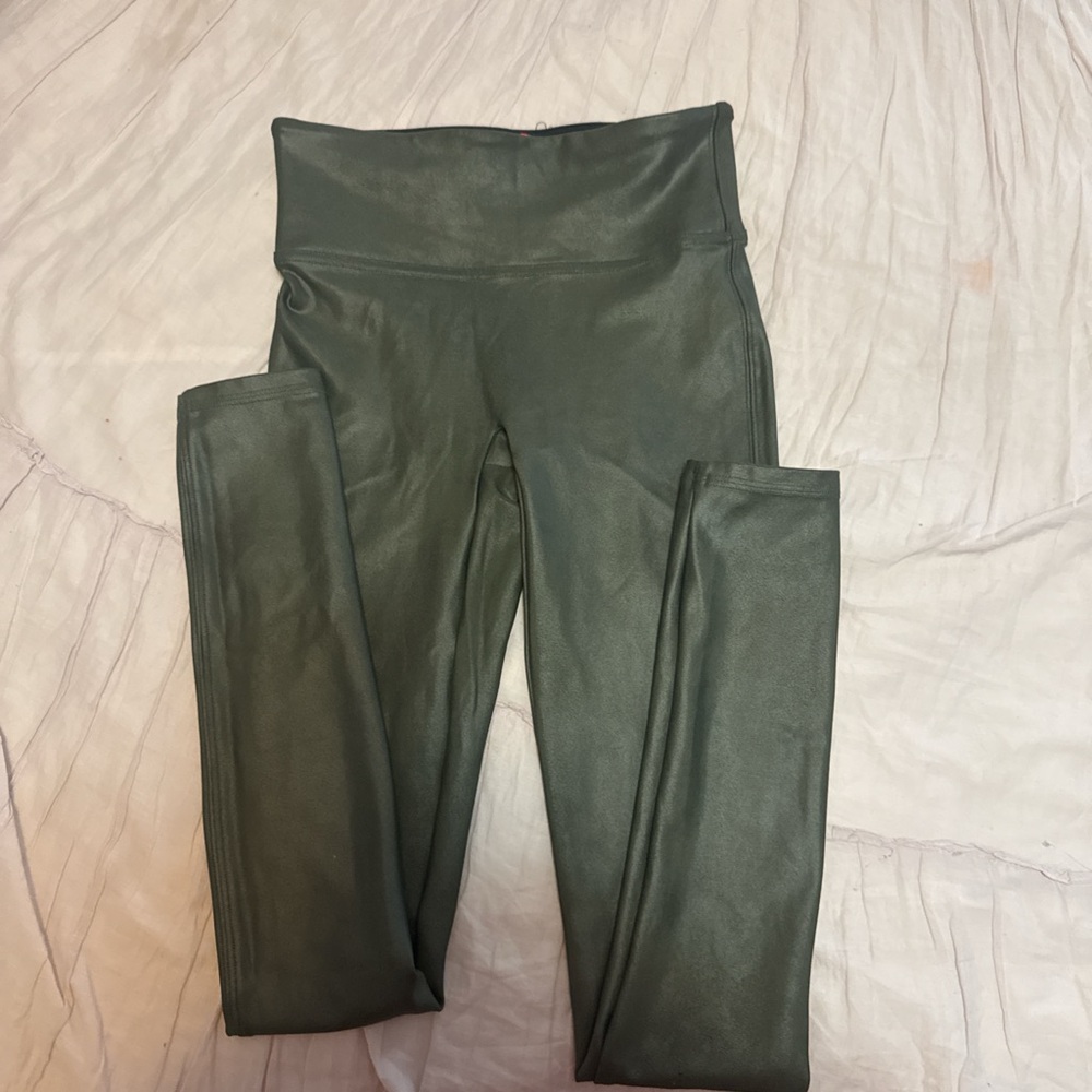 High-Waisted Green Spanx Leggings